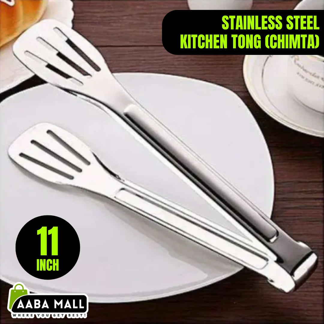 Chimta - Stainless Steel Kitchen Tong For Grilling ,BBQ and Flip and Fry Stylish Food Tongs - AABA MALL