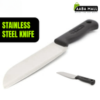 Stainless Steel Kitchen Knife | 10-Inch Silver Blade with Ergonomic Black Plastic Handle - AABA MALL