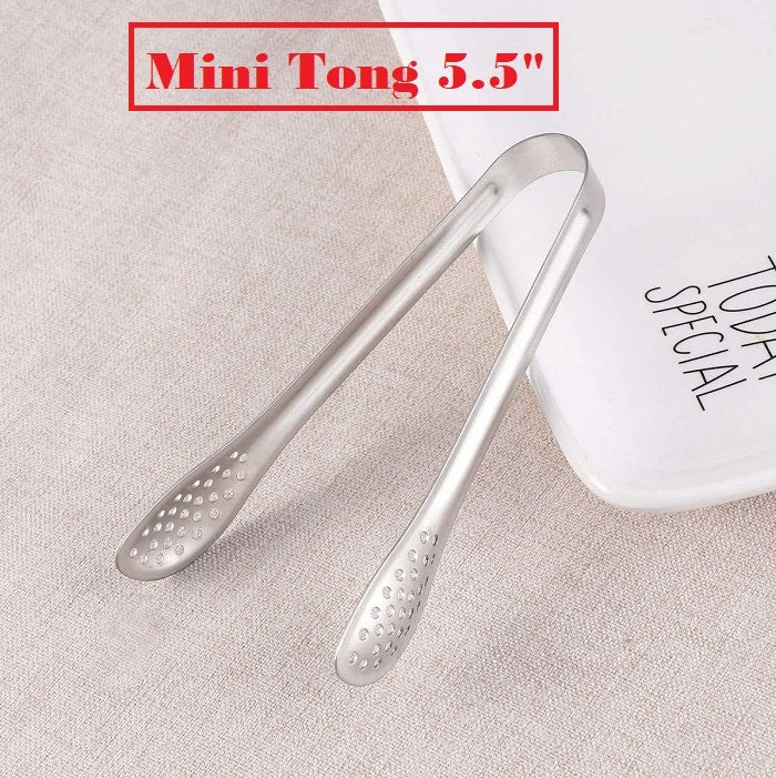 Stainless Steel Mini Food Serving Tong Clip Home 5.5 Inches - AABA MALL