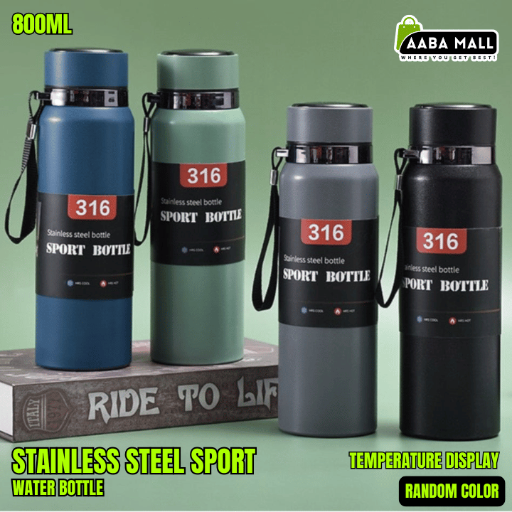 316 Stainless Steel Sport Water Bottle with Temperature Display