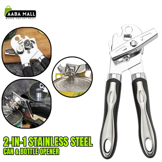2-in-1 stainless steel can and beer bottle opener