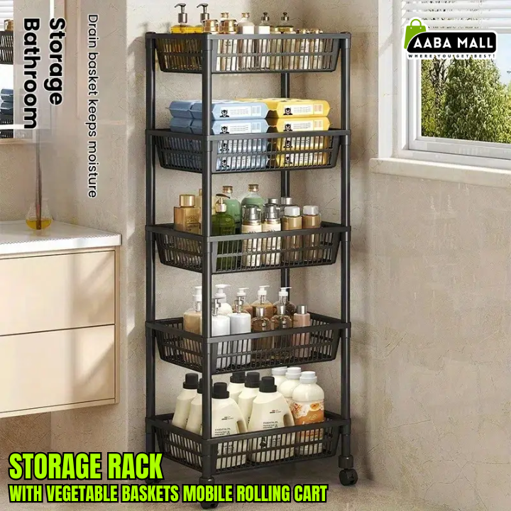 Multi-Level Vegetable Storage Rack with Wheels | Mobile Kitchen ...