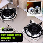 Aluminum Foil Gas Stove Liner & Burner Cover (Square Shape) - Pack of 10