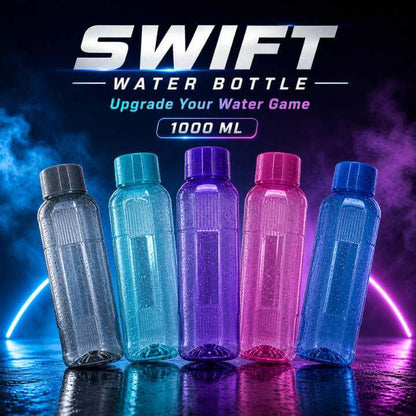 SWIFT 1 Liter Leakproof Water Bottles - BPA Free PET Plastic | Refrigerator-Friendly | 1000 ML Bottle Set / Bundle Offer