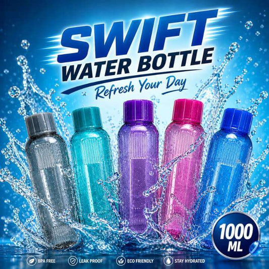 SWIFT 1 Liter Leakproof Water Bottles - BPA Free PET Plastic | Refrigerator-Friendly | 1000 ML Bottle Set / Bundle Offer