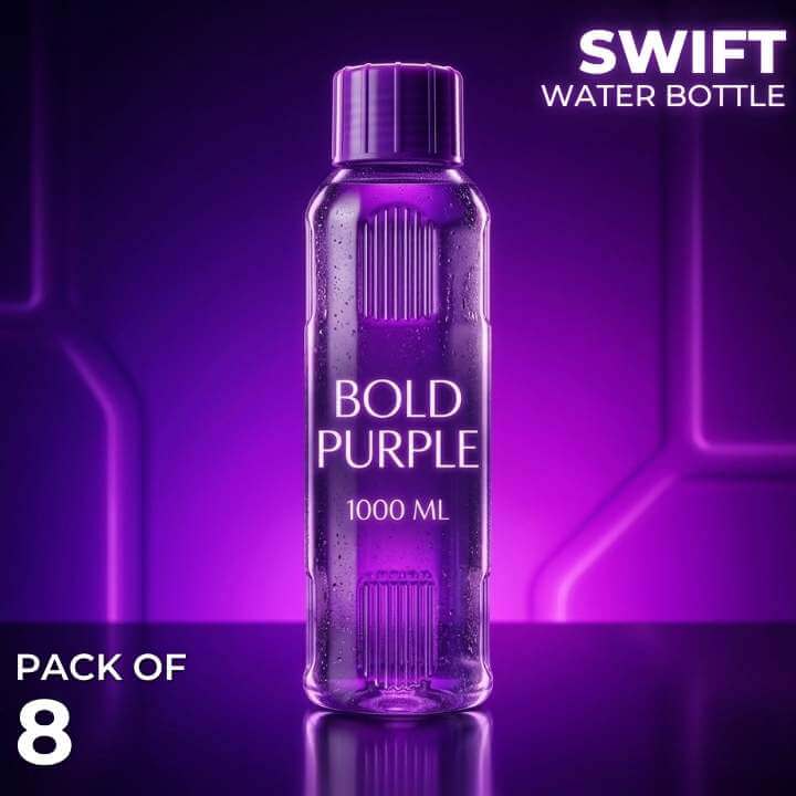 SWIFT 1 Liter Leakproof Water Bottles - BPA Free PET Plastic | Refrigerator-Friendly | 1000 ML Bottle Set / Bundle Offer