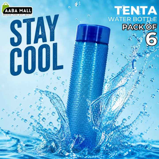 Blue TENTA 1.1 Liter BPA-free plastic water bottle with textured design