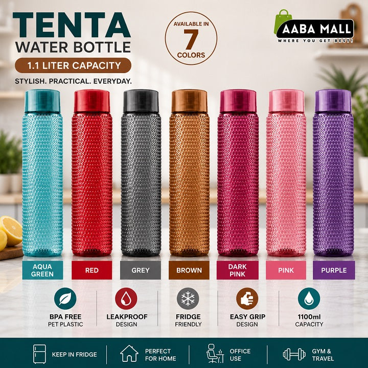 TENTA 1.1 Liter leakproof water bottle displayed for refrigerator and home use