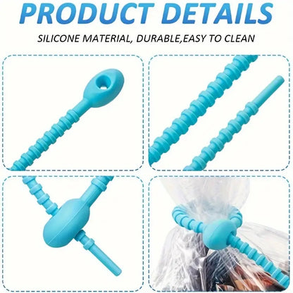 10pcs Tie Clip Reusable Silicone Cable Organizers - Twist Ties for Cord Management, Food Freshness & Earphone Organization