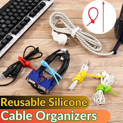 10pcs Tie Clip Reusable Silicone Cable Organizers - Twist Ties for Cord Management, Food Freshness & Earphone Organization