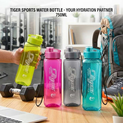 TIGER Sports Water Bottle 750ml – Gym, Travel, Outdoor, Leak-Proof Flip Cap, BPA-Free, Durable & Lightweight Hydration Companion