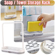 Single Pole Sink Draining Brush & Sponge Holder | Kitchen Cleaning Cloth & Towel Rack