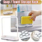 Kitchen towel and cleaning cloth rack over sink