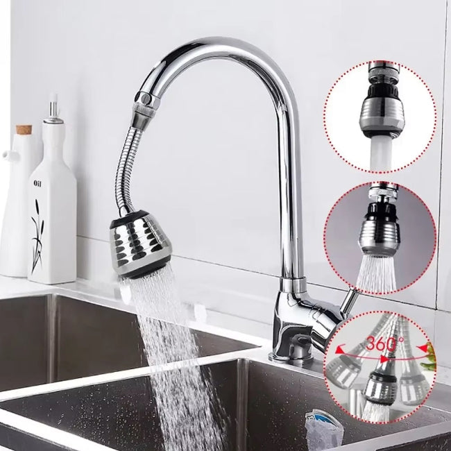 TURBO FLEX faucet sprayer water attachment, 360-degree rotating hose extension for kitchen sink and bathtub rinsing