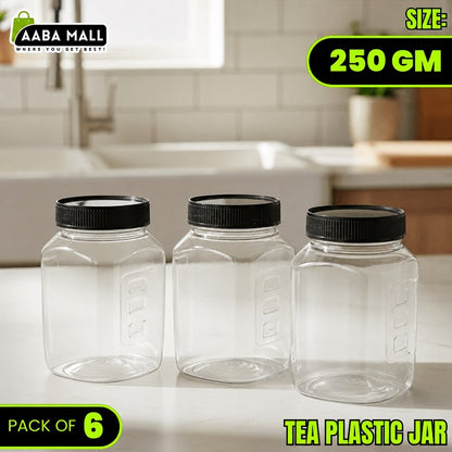 Tea 250GM Plastic Jar - Premium Airtight Food Storage Container | BPA-Free Transparent Kitchen Organizer