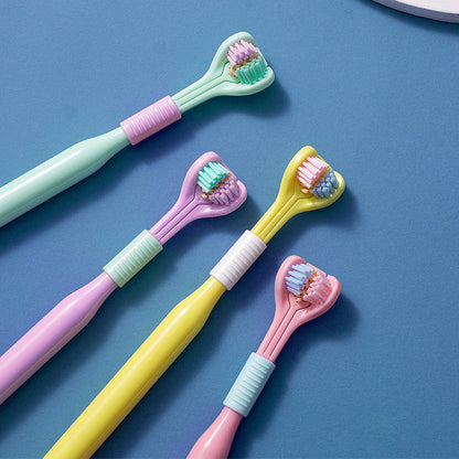 Three-Sided Toothbrush with Soft Bristles – 360° Coverage Gentle Clean