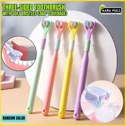 Three-Sided Toothbrush with Soft Bristles – 360° Coverage Gentle Clean