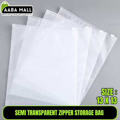 Pack of 6 Zipper Storage Bag Travel Thicken Dustproof Organization -Semi Transparent