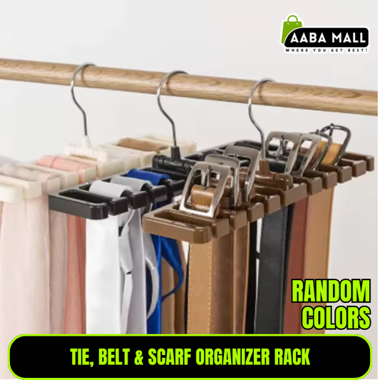 Tie, Belt & Scarf Organizer Rack – Closet Wardrobe Space Saver Hanger with Metal Hook | Multi-Purpose Belt Holder & Tie Hanger