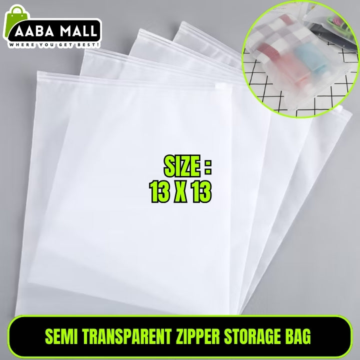 Pack of 6 Zipper Storage Bag Travel Thicken Dustproof Organization -Semi Transparent