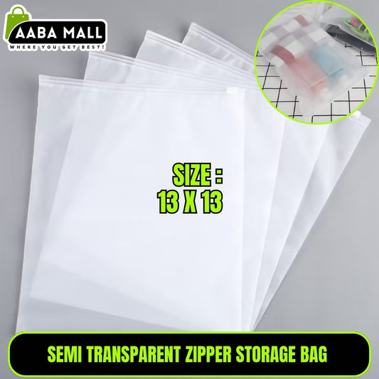Pack of 6 Zipper Storage Bag Travel Thicken Dustproof Organization -Semi Transparent