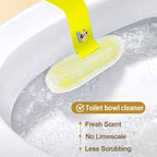 Toilet bowl cleaner with a fresh scent, no limescale, and less scrubbing on a toilet bowl.