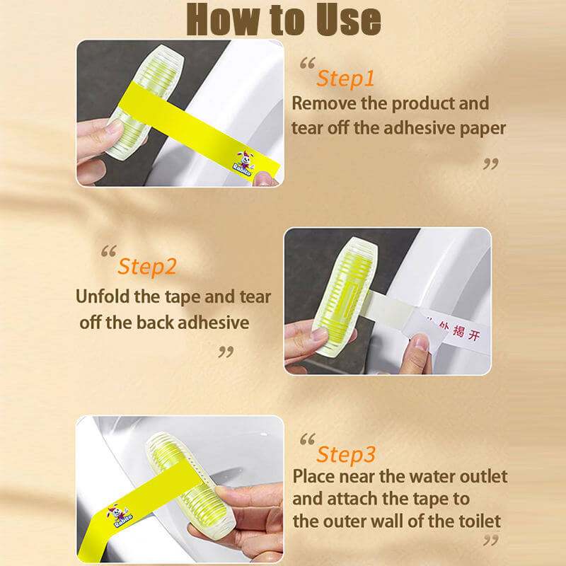 Instructions on how to use a toilet paper holder with adhesive tape.