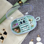 Portable Transparent Travel Jewelry Organizer Box - With 2 Hair Ties Mini Travel Size Jewelry Storage Case - AABA MALL