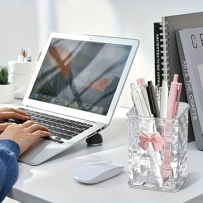 Plastic cosmetic storage box with engraved-like beaded pattern