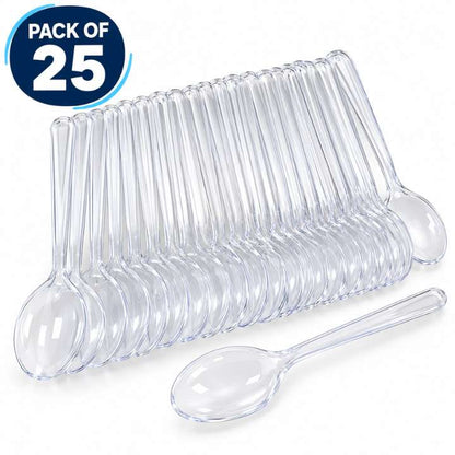 Transparent Plastic Desert Spoons – Pack of 25 & 50 | Durable & Lightweight Cutlery for Parties, Events, and Daily Use