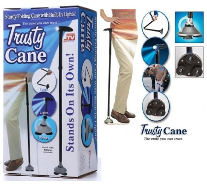 Trusty Cane - Walking Stick with LED Light Adjustable Height Folding Adjustable Folding & Extendable Walking Stick