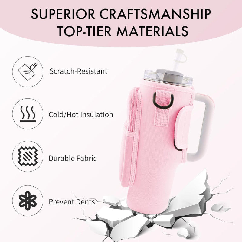 Tumbler Water Bottle Carrier Bag – Adjustable Shoulder Strap & Insulated Sleeve