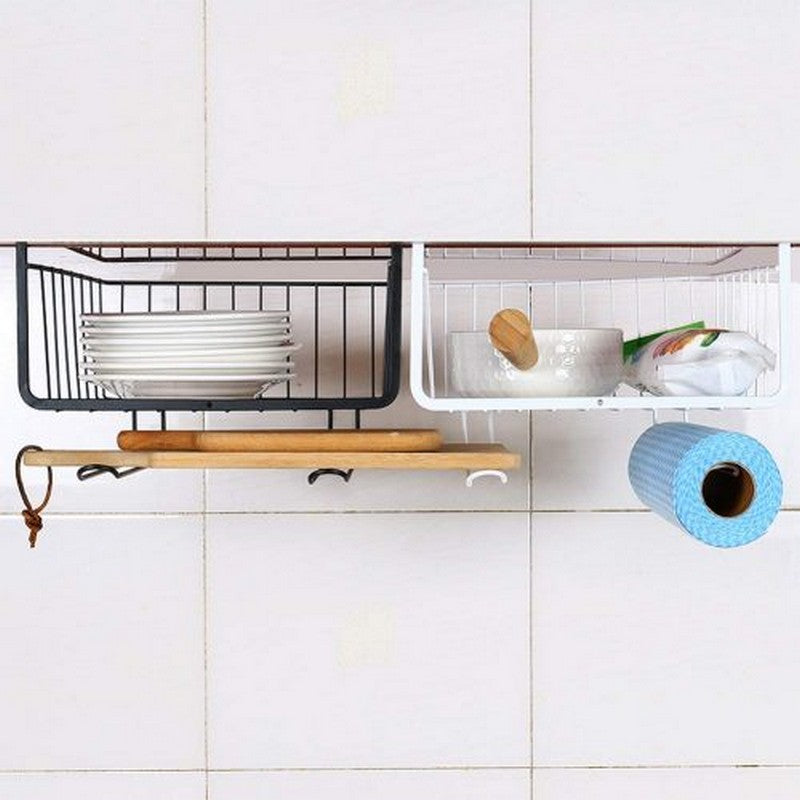 Under-Shelf Storage Wire Basket ? Hanging Shelf Organizer for Kitchen, Pantry, Desk & Cupboards