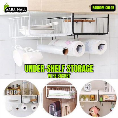 Under-Shelf Storage Wire Basket – Hanging Shelf Organizer for Kitchen, Pantry, Desk & Cupboards