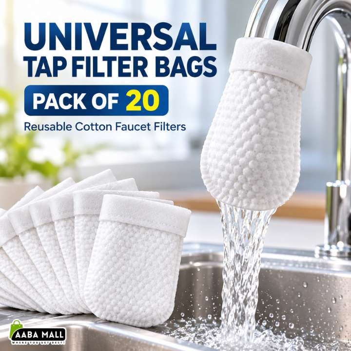 Universal Tap Water Filter Pack of 20 Reusable Cotton Faucet Filter Bags for Kitchen and Bathroom Faucet Water Filtration