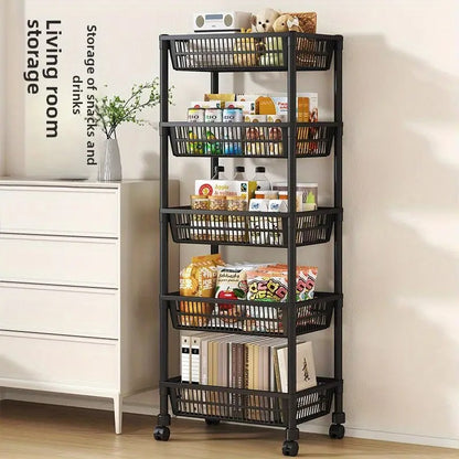 kitchen storage rack, rolling kitchen cart, vegetable basket rack, fruit and vegetable organizer, pantry storage cart, multi tier rack, mobile kitchen shelf, kitchen organizer stand