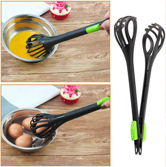 Multi-Functional Nylon Food Clip Whisk Balloon Whisker Egg Beater Dual Purpose Manual Blender Mixer Baking Tool Holding Mixing Clamping Egg picker for Kitchen