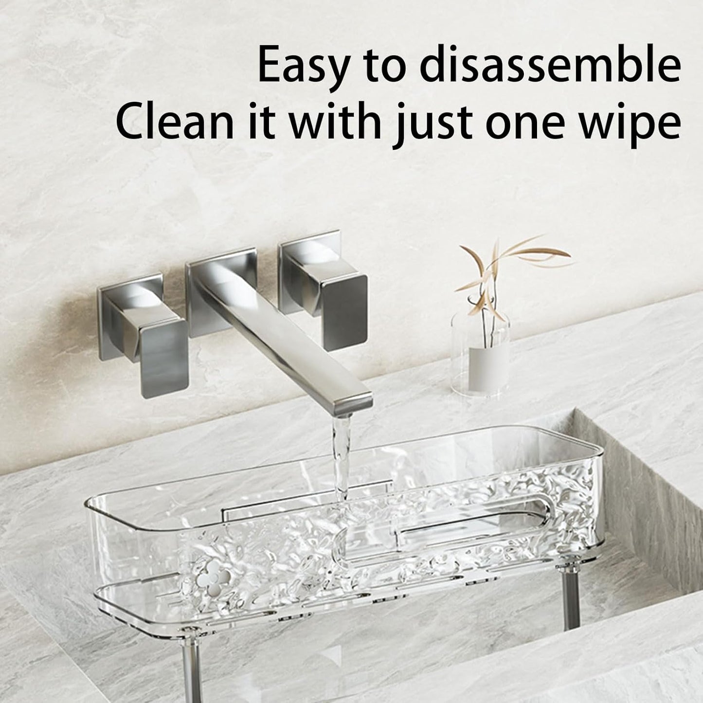 Adhesive Bathroom Holder Wall-Mounted Shower Storage Rack Without Drilling