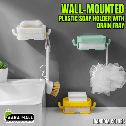 Dual-Use Soap Box, Wall-Mounted Soap Dish, Countertop Soap Holder, Soap Container with Drain, Sponge Soap Box, Plastic Soap Dish, Kitchen Soap Holder, Bathroom Soap Box, Draining Soap Tray, Multipurpose Soap Organizer
