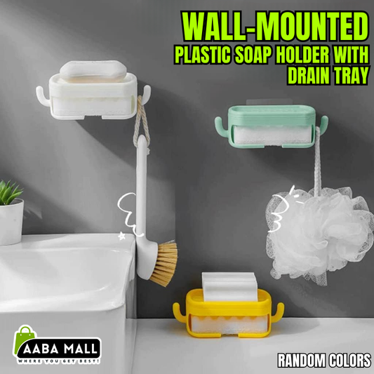 Dual-Use Soap Box, Wall-Mounted Soap Dish, Countertop Soap Holder, Soap Container with Drain, Sponge Soap Box, Plastic Soap Dish, Kitchen Soap Holder, Bathroom Soap Box, Draining Soap Tray, Multipurpose Soap Organizer