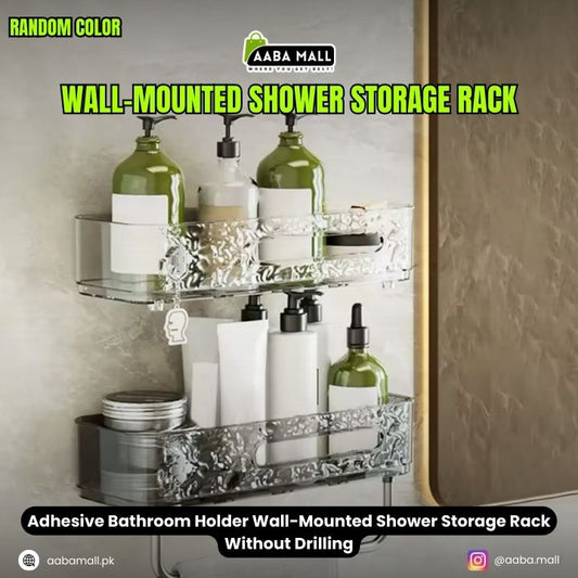 Adhesive Bathroom Holder Wall-Mounted Shower Storage Rack Without Drilling