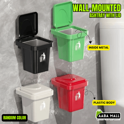 wall-mounted stainless steel ashtray with lid