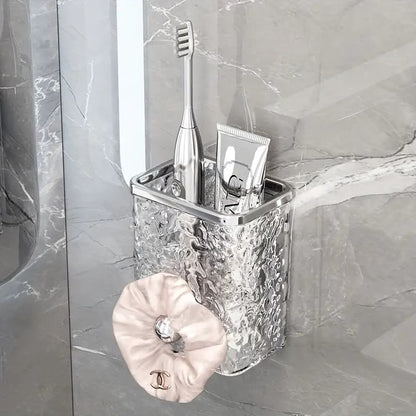 Wall-Mounted Bathroom Storage Box Water Ripple Design Multi-Compartment Organizer