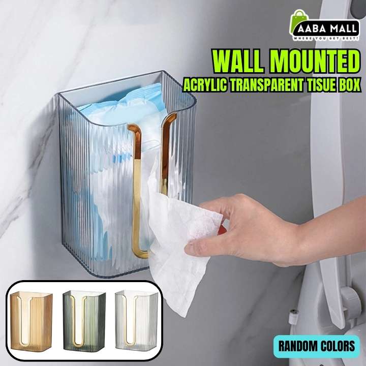 Wall Mounted Tissue Box – Square Acrylic Transparent Paper Dispenser