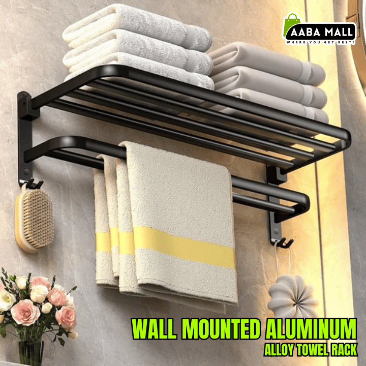 Wall mounted aluminum alloy bathroom towel rack with double bars