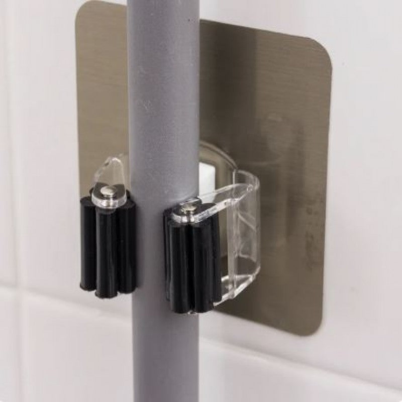 Single Wall Mounted Mop & Broom Holder – Brush Hanger Storage Rack with Hooks | Kitchen & Cleaning Tool Organizer