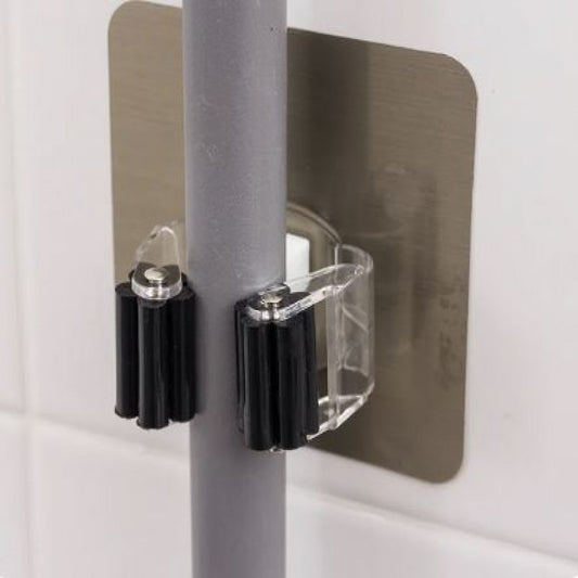 Single Wall Mounted Mop & Broom Holder – Brush Hanger Storage Rack with Hooks | Kitchen & Cleaning Tool Organizer