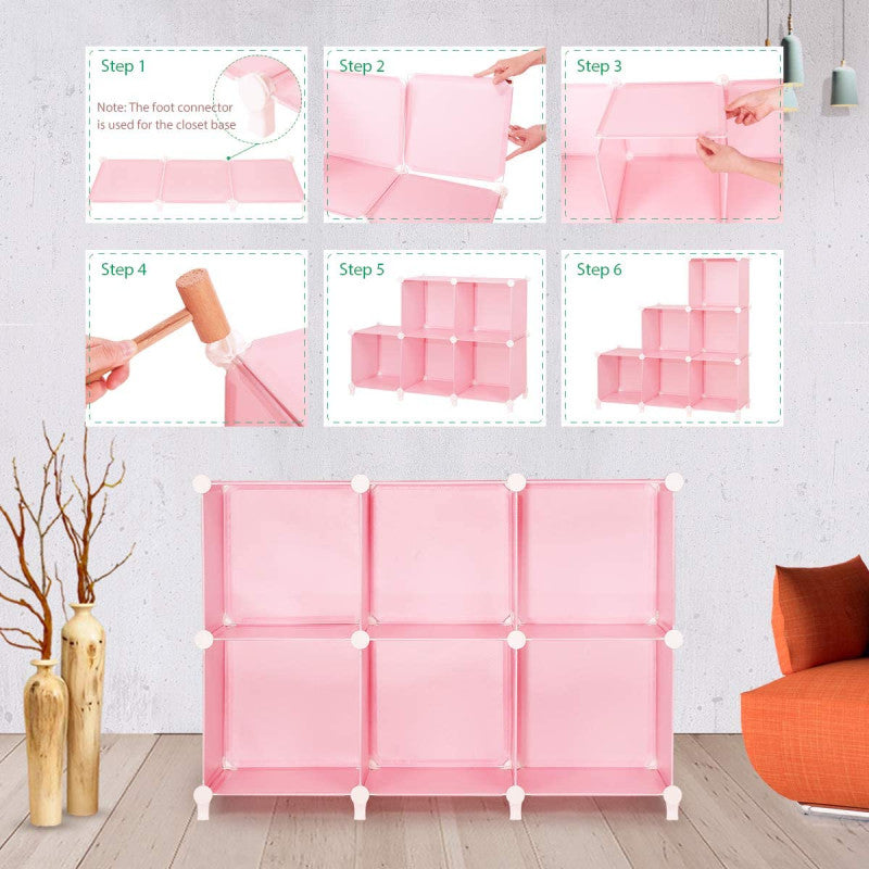 DIY Multipurpose Portable Wardrobe Cabinet ? 6 Cubes Clothes Storage Organizer Almirah