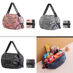 Reusable Folding Supermarket Shopping Bag with Zipper | Nylon Waterproof Travel Luggage Bag Portable Foldable Shopping Bag | Shoulder Hand Bag - AABA MALL