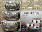 3 Pc Bowl Set Stainless Steel Box Bowls WITH Lids Mixing Bowl Stackable Easy Cleaning - AABA MALL